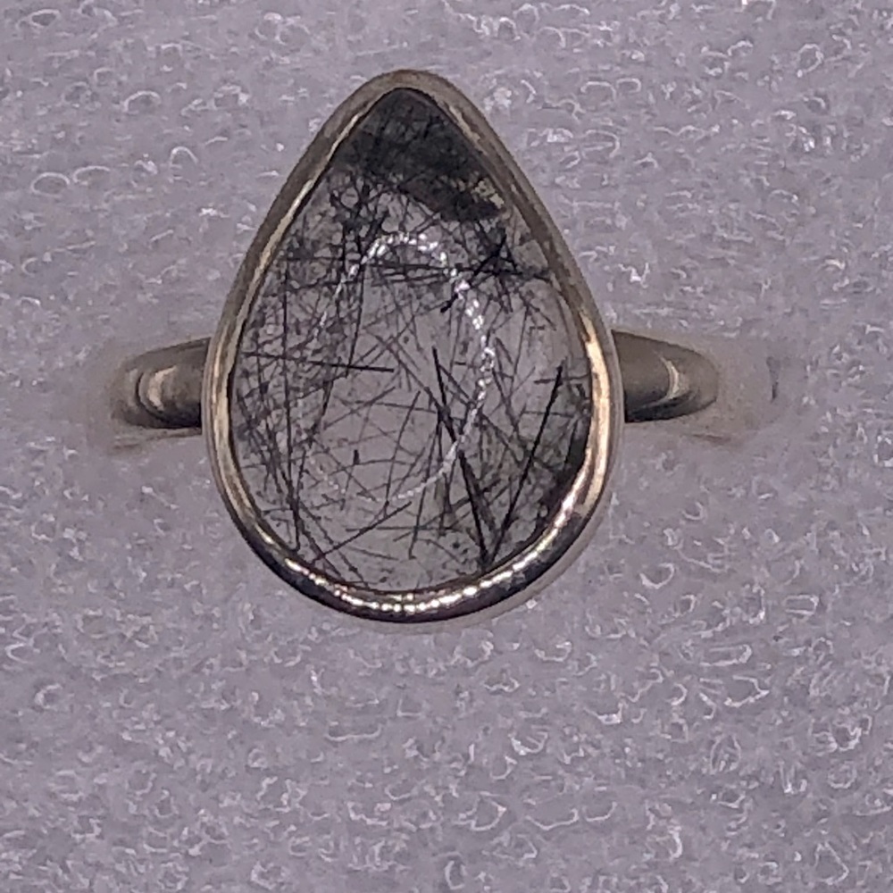 Sterling silver rutilated quartz ring size 8